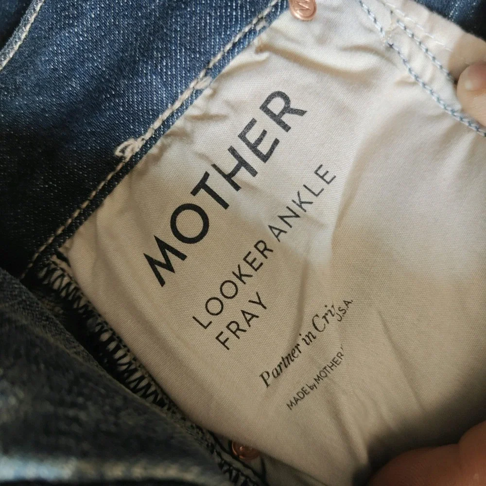 Mother Looker Ankle Fray Jeans Partner In Crime Distressed Skinny Size 25